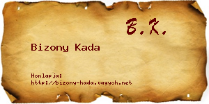 Bizony Kada névjegykártya